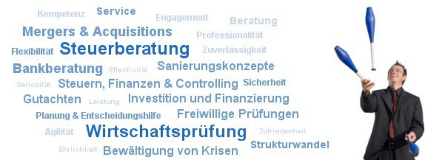 Our competencies: Tax advice, accounting and more. Foto des Jongleurs: © Orange Line Media - Fotolia.com