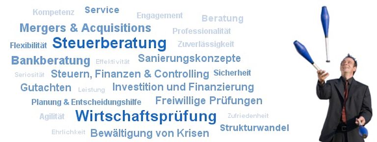 Our competencies: Tax advice, accounting and more. Foto des Jongleurs: © Orange Line Media - Fotolia.com